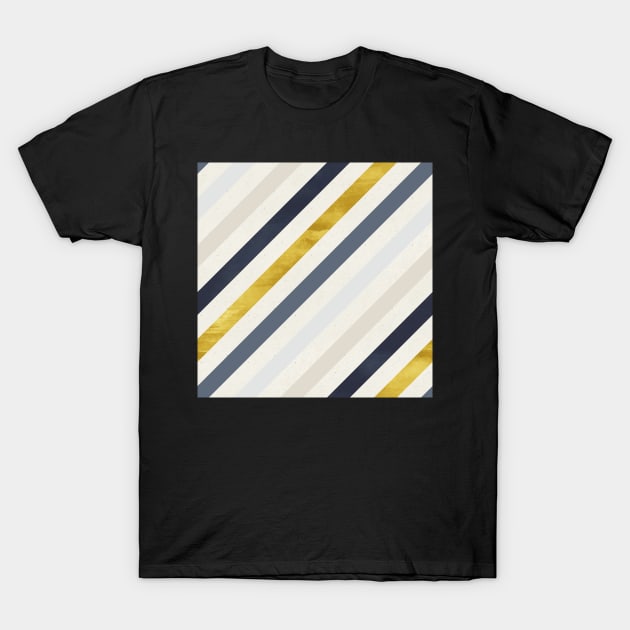 Diagonal Stripes in Blue and Gold T-Shirt by greenoriginals